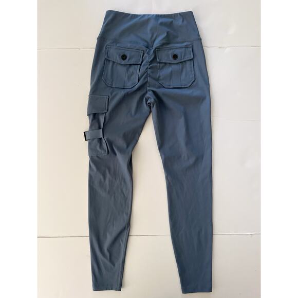 Firm Abs Leggings Women S Dusty Blue Cargo Pants Stretch Athleisure High Rise - Picture 10 of 10
